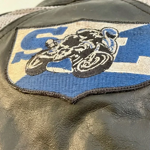 Street Legal Performance Medium Leather Black & Blue Padded Motorcycle Jacket